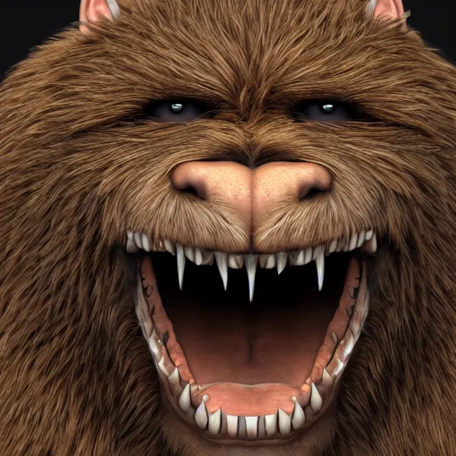 Image similar to perfectly centered close up portrait of happy hairy monster, candid photography, by anne stokes, highly detailed, unreal engine 5