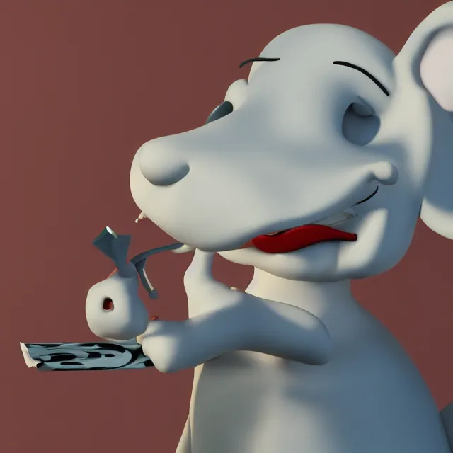 Image similar to max from sam and max smoking, 3d