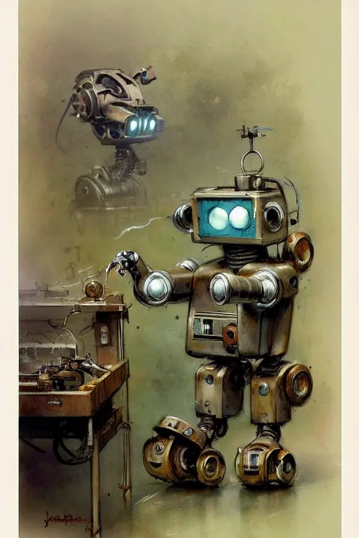 Prompt: (((((1950s inventors workshop full of robots . muted colors.))))) by Jean-Baptiste Monge !!!!!!!!!!!!!!!!!!!!!!!!!!!