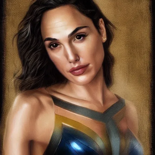 Prompt: portrait of gal gadot, by purienne