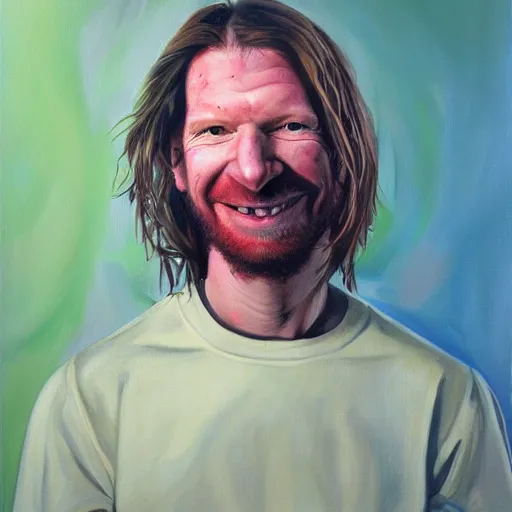 Image similar to aphex twin portrait, oil painting