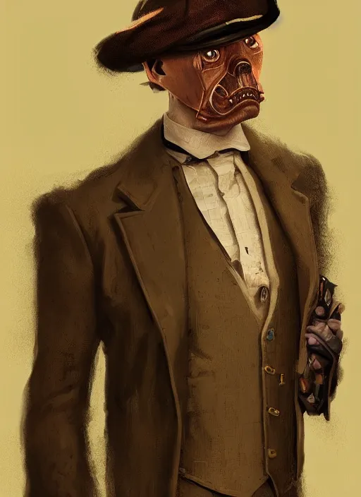 Prompt: C3PO wearing a Peaky Blinders suit and a flat cap, elegant, digital painting, concept art, smooth, sharp focus, illustration, from StarCraft by Ruan Jia and Mandy Jurgens and Artgerm and William-Adolphe Bouguerea