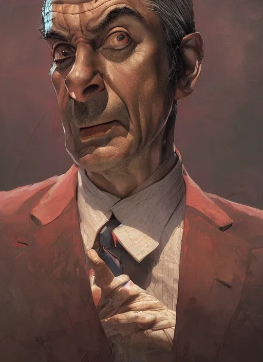 Image similar to Portrait of Mr Bean centered, marvel comics, dark, intricate, highly detailed, smooth, artstation, digital illustration by Ruan Jia and Mandy Jurgens and Artgerm and Wayne Barlowe and Greg Rutkowski and Frank Frazetta