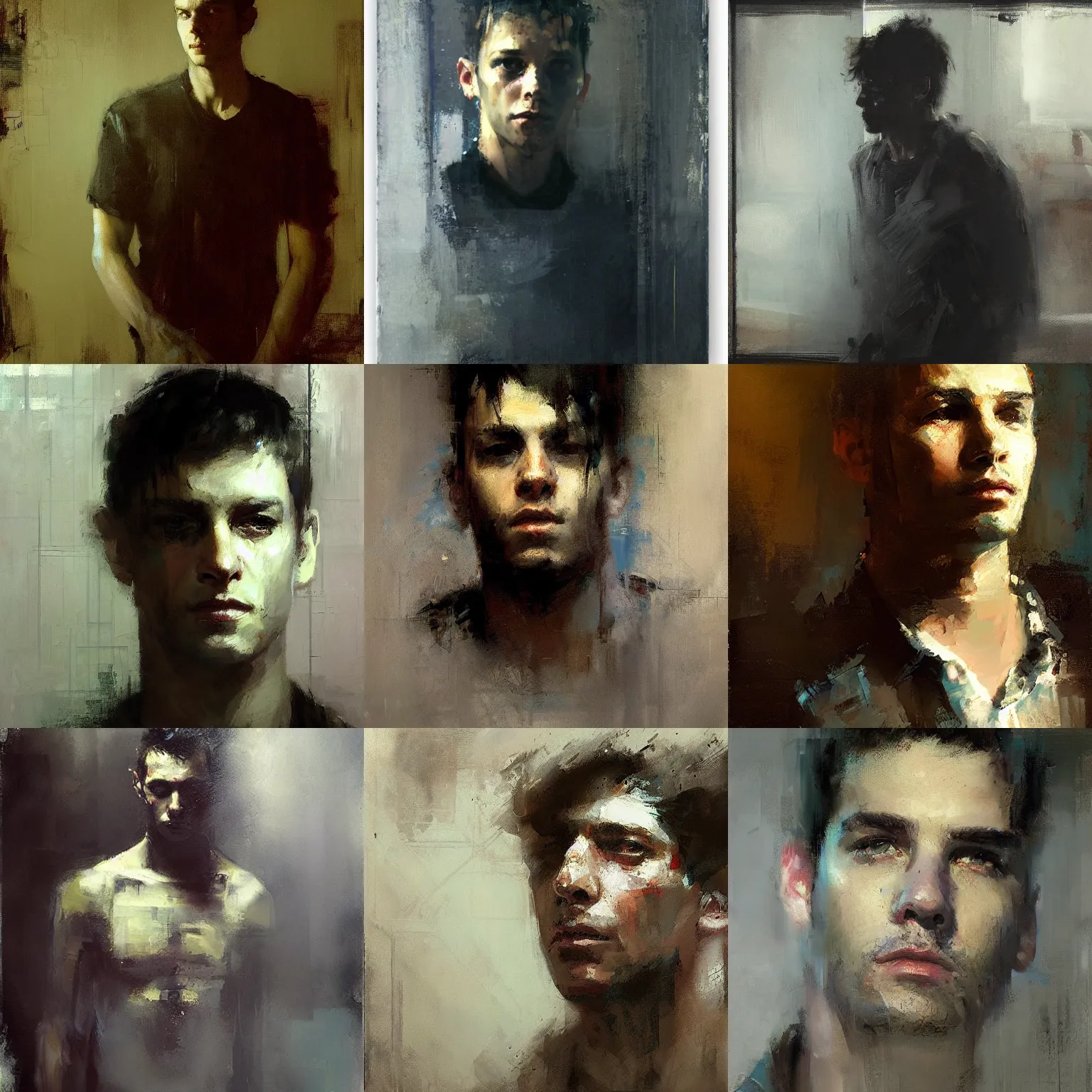 Prompt: Portrait of a young man, by Jeremy Mann