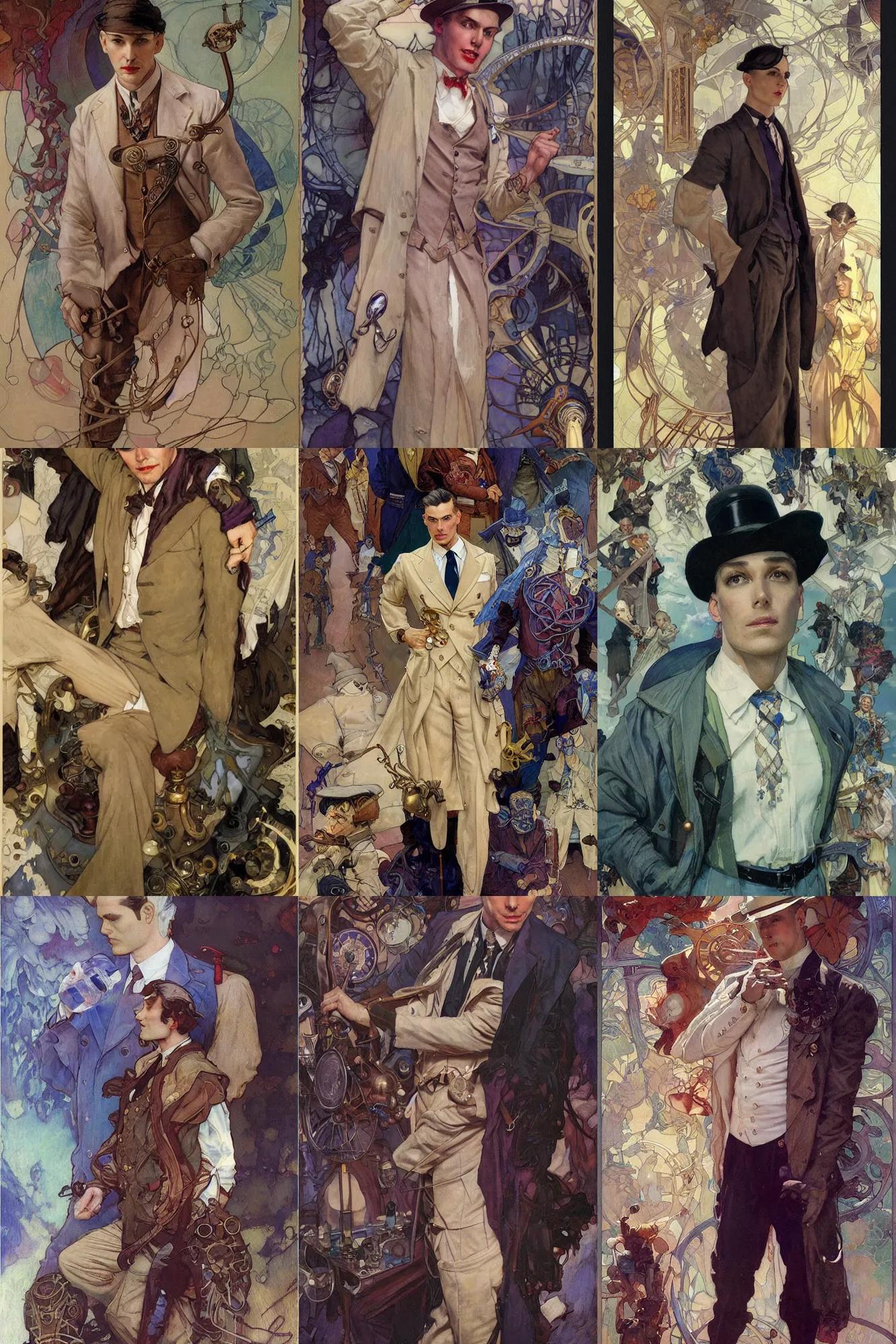 Prompt: male doctor, 1 9 2 0 s fashion, fantasy, art by joseph leyendecker, donato giancola, dean cornwell, peter mohrbacher, ruan jia, marc simonetti, ayami kojima, cedric peyravernay, alphonse mucha, thomas kinkade, victo ngai