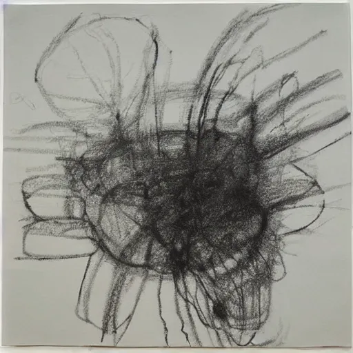 Prompt: an art piece by cy twombly!!, limited palette, drawing on squared paper!!, charcoal, crayon, pastel, signing