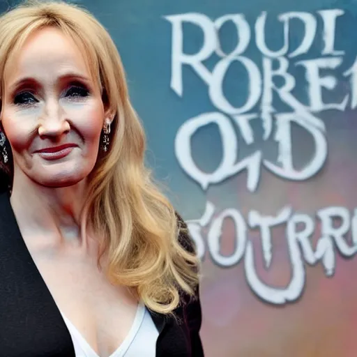 Image similar to JK Rowling starting terrified at a trans flag