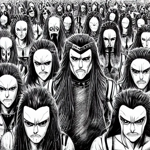 Prompt: Metalocalypse by Kentaro Miura, highly detailed, black and white