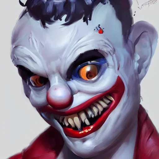 Image similar to concept art of clown robotics by jama jurabaev, brush hard, artstation, high quality, brush stroke