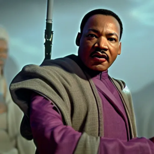 Image similar to martin luther king as mace windu in star wars, 8k resolution, full HD, cinematic lighting, award winning, anatomically correct