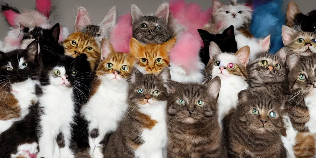 Prompt: photo of a cat party