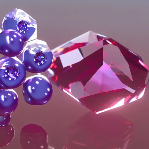 Image similar to 3 d rendering of gorgeous crystal blueberry, unreal engine, ultra detailed, 4 k