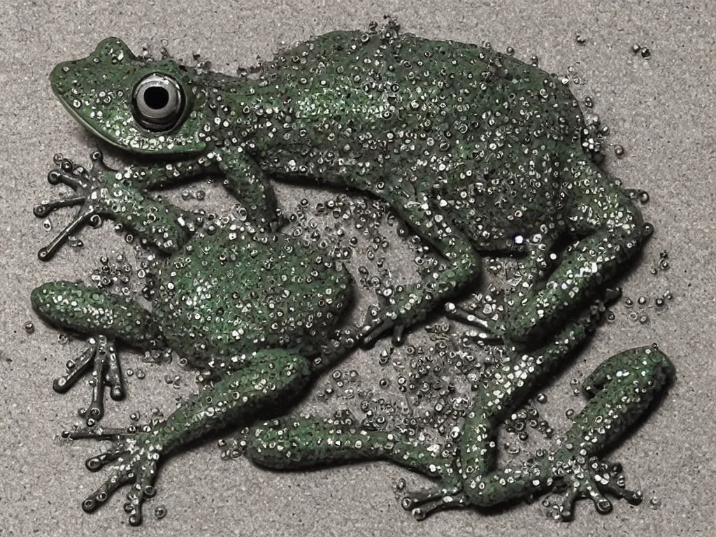 Image similar to a frog made from synthesizer parts