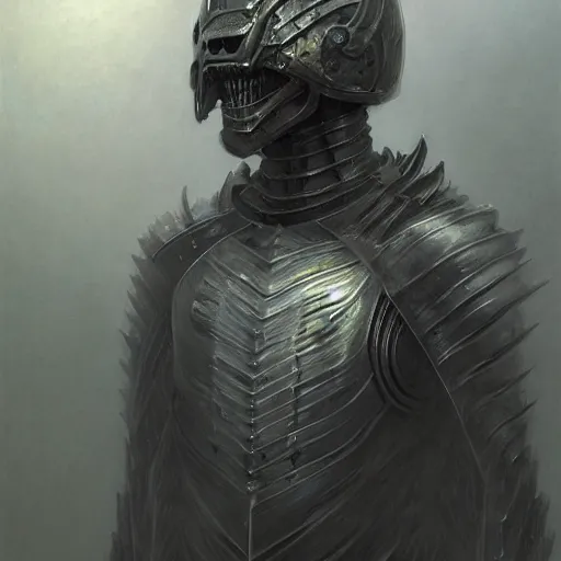 Image similar to bones armor, anthropomorphic shiba inu face visible metal bone helm, stuning 3 d render, masterpiece, glowing black aura, foggy dark, by donato giancola and greg rutkowski and wayne barlow and zdzisław beksinski, realistic face