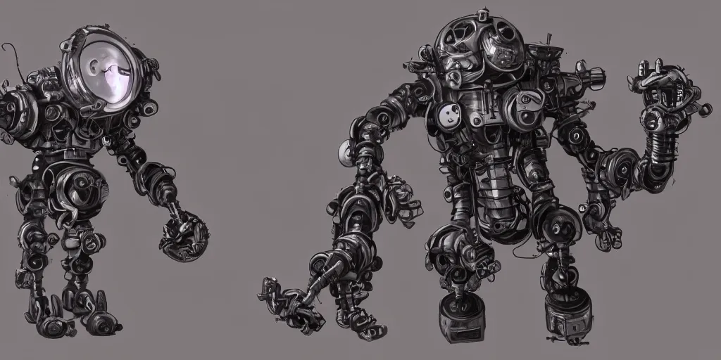 Image similar to realistic robot in van Koch inspired Beholder Concept by Marcus Whinney trending on artstation