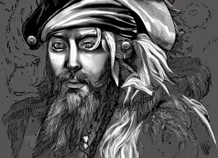 Image similar to a bearded pirate, digital art