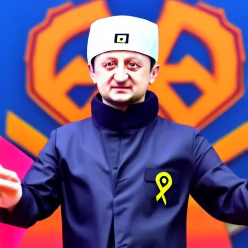 Prompt: volodymyr zelensky is dressed as hokage from the anime naruto
