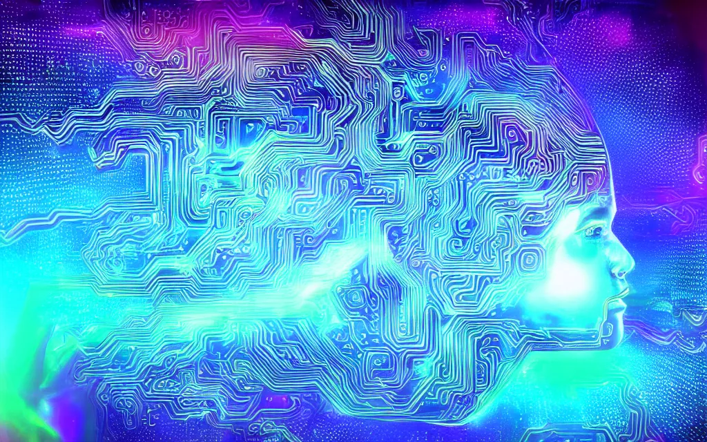 Image similar to god mind organic computer technological singularity, future perfect, award winning digital art extremely detailed, iridescent color scheme