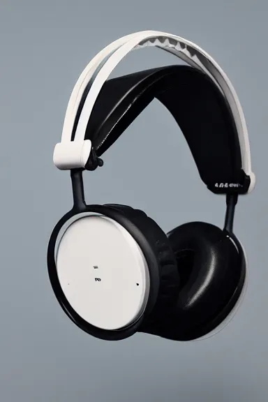 Prompt: a technical looking pair of headphone inspired by teenage engineering op1, realistic photography, soft light, commercial photo studio, bright