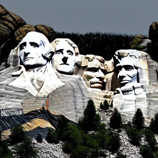 Image similar to a photo of mount rushmore after donald trump's face had been added