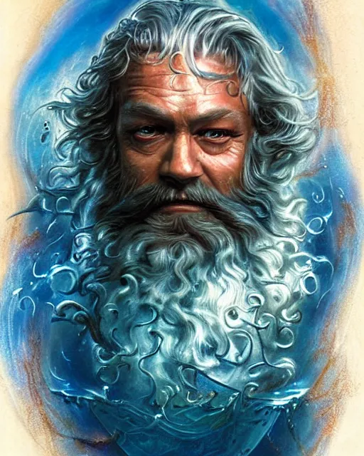 Prompt: poseidon, airbrush, drew struzan illustration art, key art, movie poster