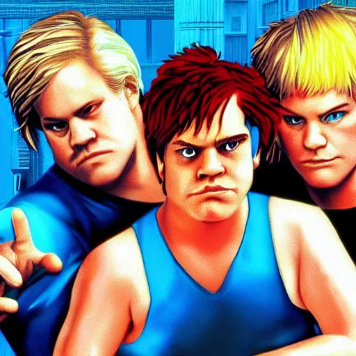 Image similar to portrait of philip seymour hoffman in double dragon video game splash screen