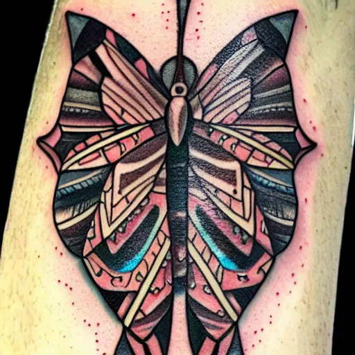 Image similar to neotribal moth, highly detailed, complicated, tattoo