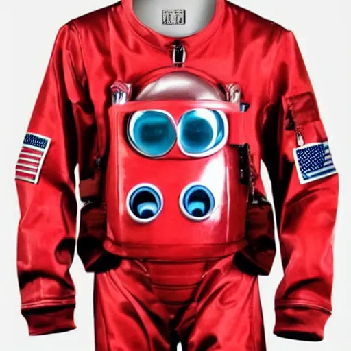 Prompt: a red suit astronaut shaped like a bean robo render nano cyber high detail high tech octane 4 k