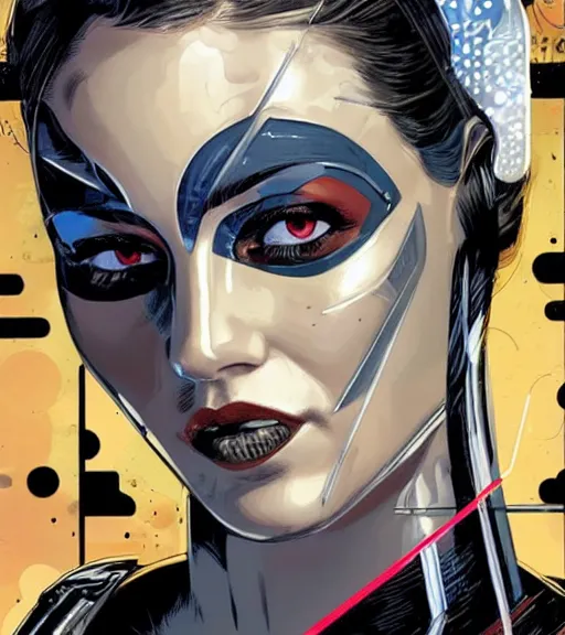 Image similar to portrait of a female android, by MARVEL comics and Sandra Chevrier