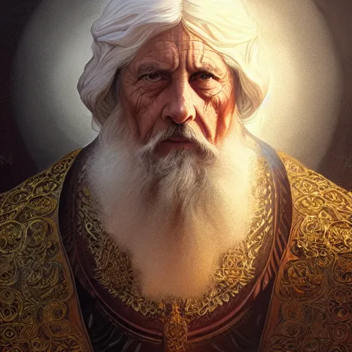 Image similar to ultra realistic illustration of a medieval old king, intricate, elegant, highly detailed, digital painting, artstation, concept art, smooth, sharp focus, illustration, art by artgerm and greg rutkowski and alphonse mucha