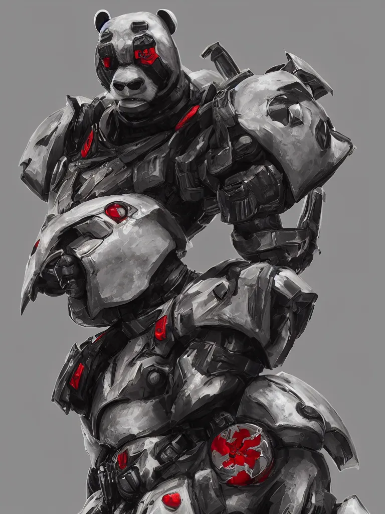 Image similar to “A detailed portrait of a giant robot panda dressed as a samurai, anime, trending on artstation, octane render, cgsociety, 4K, 8K”