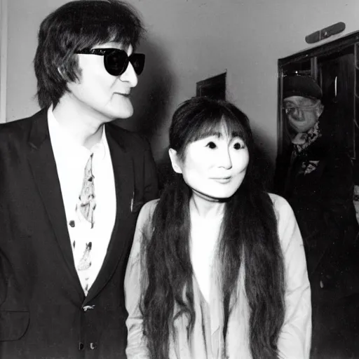 Image similar to Yoko Ono being introduced to John Lennon