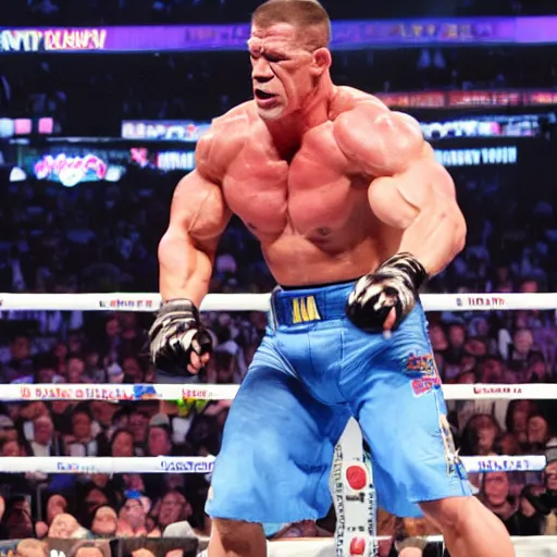 Prompt: the peacemaker john cena kicking a down down