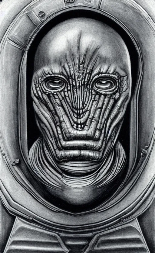Image similar to portrait of quark from deep space 9, hr giger, 8 k, fantasy, dark, highly detailed