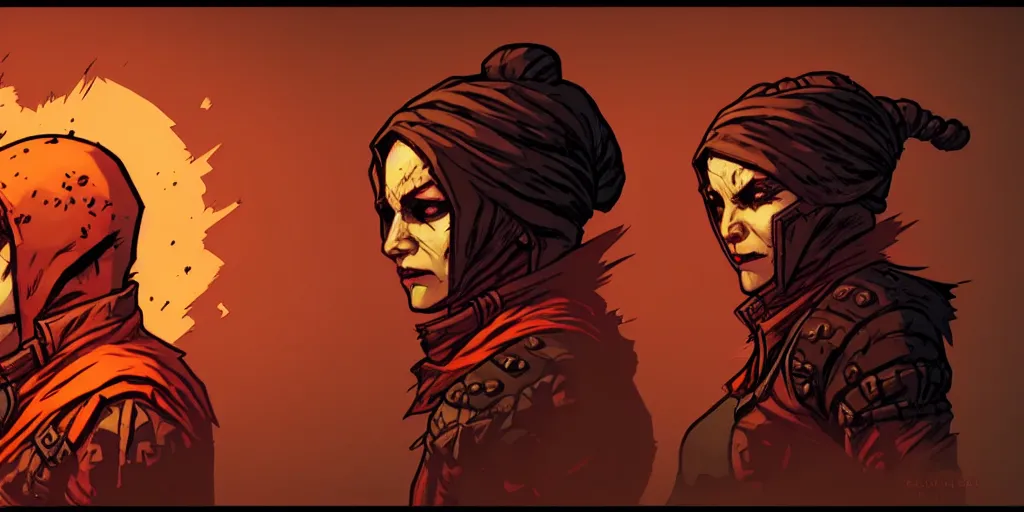 Image similar to rogue character portrait, sprite, darkest dungeon, pc game, sideview, art by moebius and greg rutkowski.