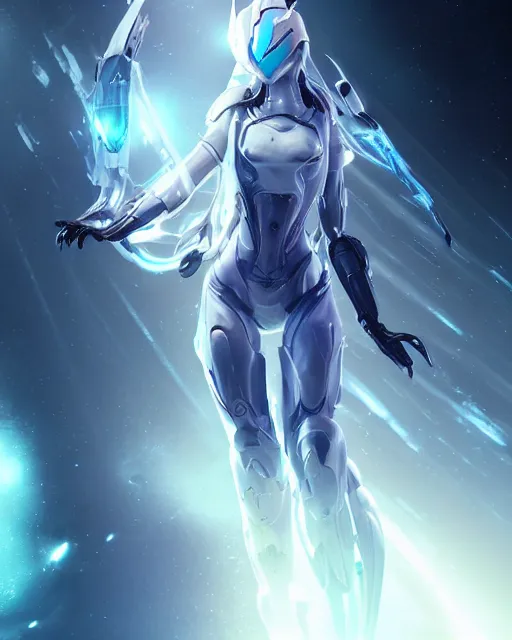 Image similar to perfect android girl on a mothership, warframe armor, beautiful face, scifi, futuristic, galaxy, nebula, bae suzy, dreamy, long white hair!!!, blue cyborg eyes, sharp focus, cinematic lighting, highly detailed, artstation, divine, by gauthier leblanc, kazuya takahashi, huifeng huang