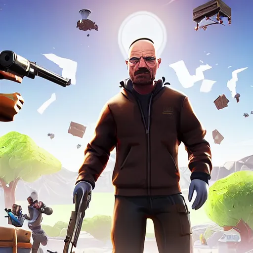 Prompt: walter white in fortnite gameplay by greg rutkowski