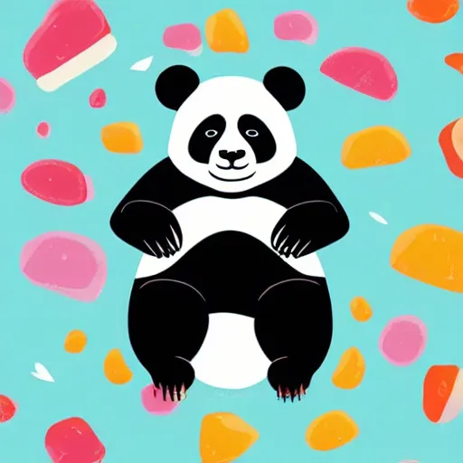 Image similar to super cute and funny giant panda avatar, illustration, 2 d, flat style, flat