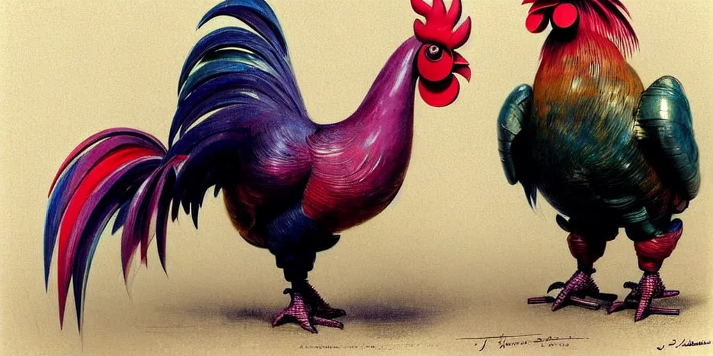 Image similar to ( ( ( ( ( 1 9 5 0 s retro future robot rooster. muted rainbow colors. ) ) ) ) ) by jean - baptiste monge!!!!!!!!!!!!!!!!!!!!!!!!!!!!!!