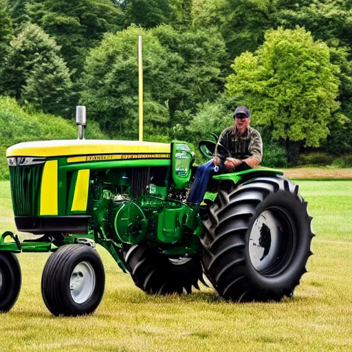 Prompt: john deere tractor armed with two gatling guns