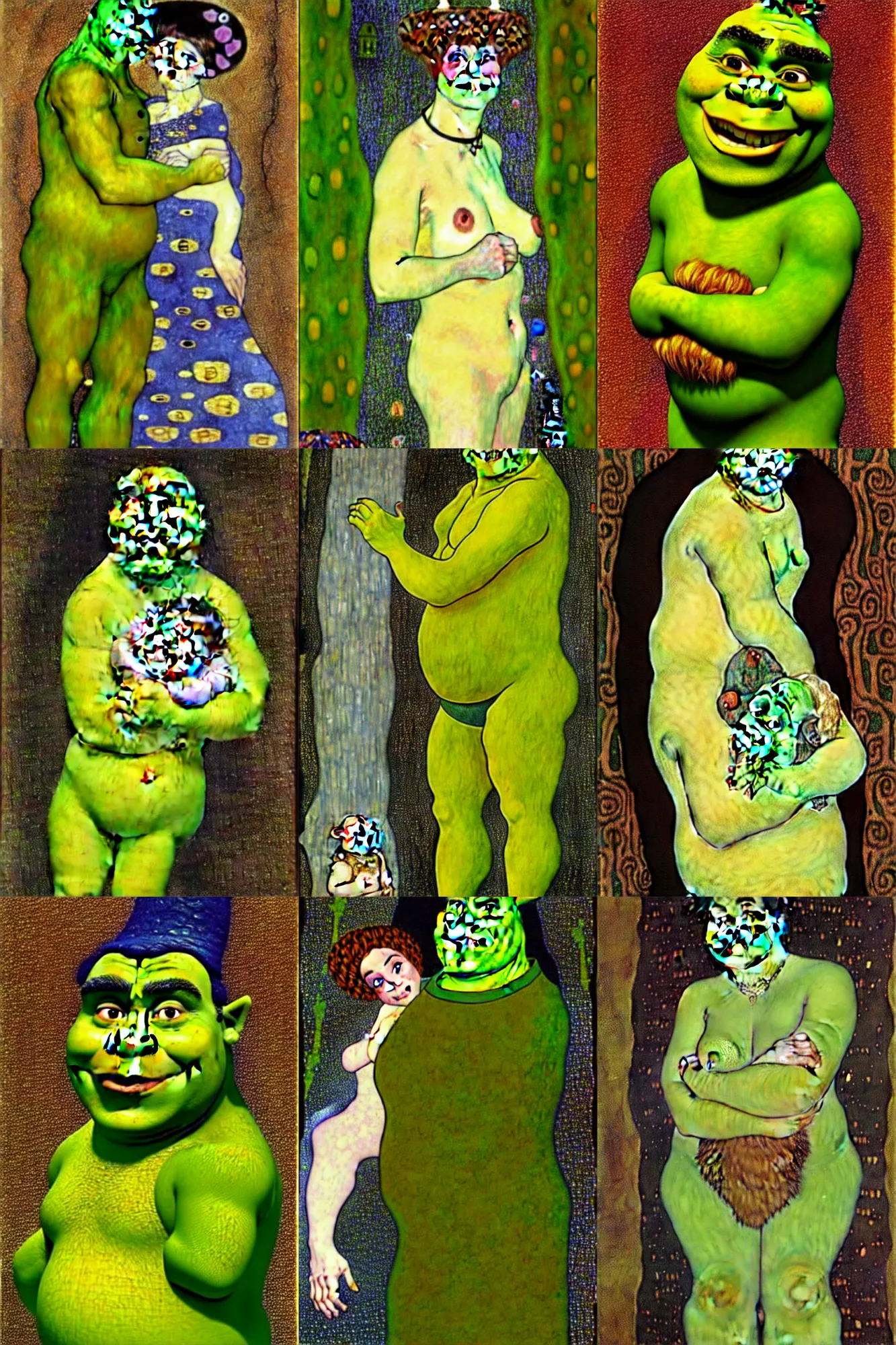 Prompt: shrek by gustav klimt