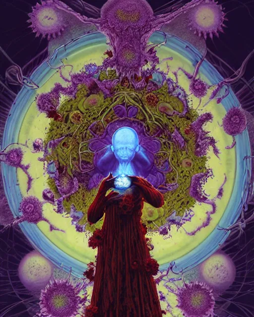 Image similar to the platonic ideal of flowers, rotting, insects and praying of cletus kasady carnage thanos nazgul wild hunt doctor manhattan chtulu mandelbulb howl's moving castle mandala davinci heavy rain, d & d, fantasy, ego death, decay, dmt, psilocybin, art by artgerm and greg rutkowski and alphonse mucha