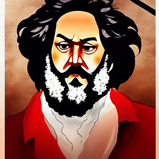 Image similar to beautiful amazing anime portrait painting of karl marx. by koyoharu gotouge, kohei horikoshi, tatsuya endo, satoshi kon