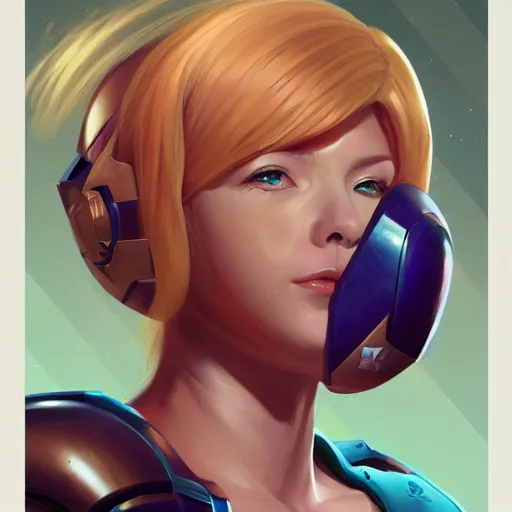 Prompt: portrait of beautiful Samus Aran, League of Legend illustration by Sam Youn:3, profile picture by Gil Elvgren:3, asymmetrical, Organic Painting, Ambient Occlusion:3, Matte Painting, bold shapes, hard edges, street art, trending on artstation, realistic:2 by Sachin Teng:5