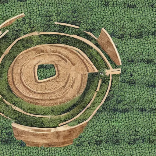 Image similar to a illustration of an architectural plan view of a labyrinth of the deforestation in amazona crisis