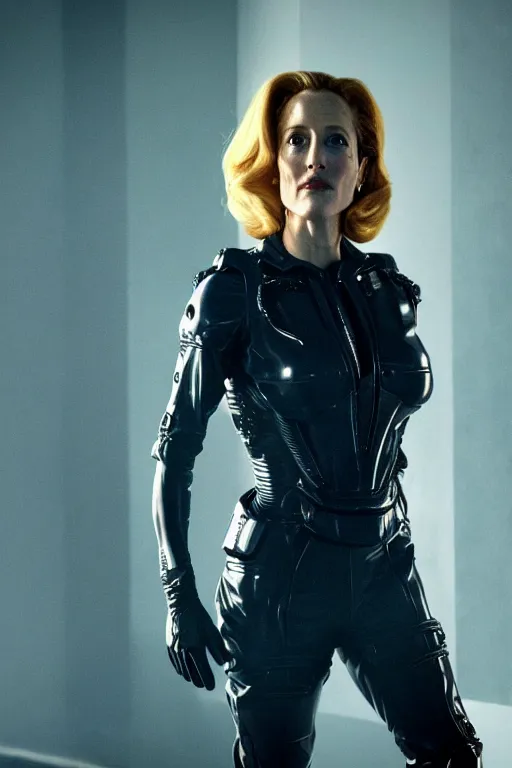 Prompt: gillian anderson as an alien queen