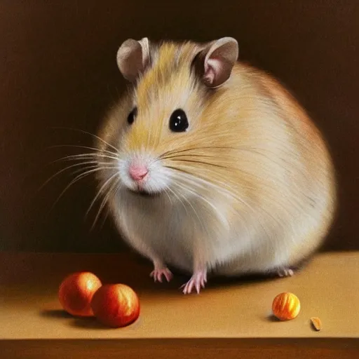 Prompt: portrait of anthropomorphic hamster, realism