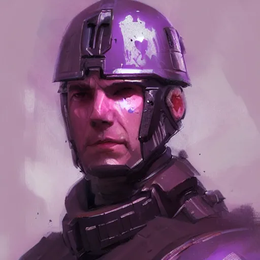 Image similar to concept art of a portrait by greg rutkowski, a soldier of the eternal empire wearing purple and black tactical gear, star wars expanded universe, smooth, sharp focus, artstation hq.