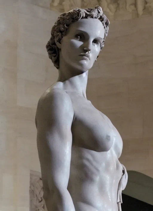 Image similar to Michelangelo's statue of Natalie Portman, highly detailed, 8k