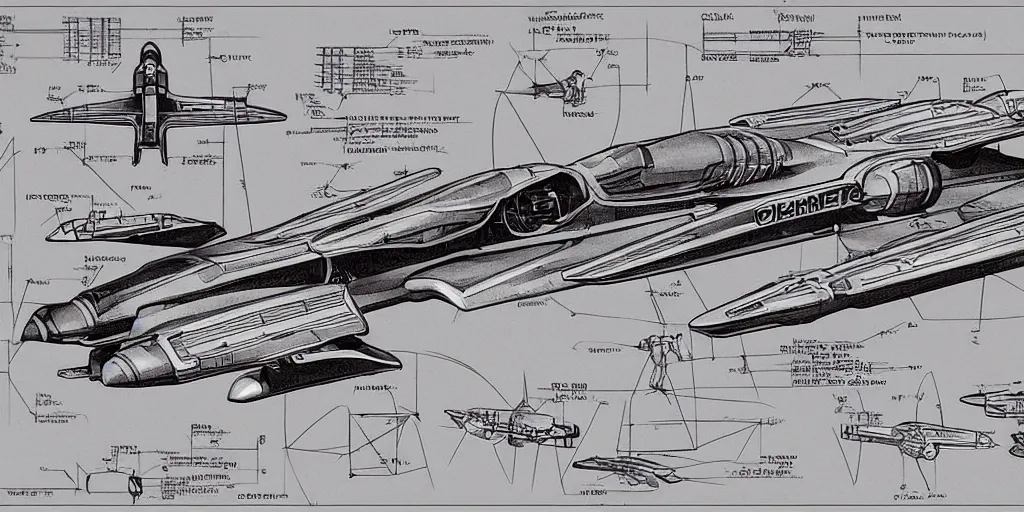 Image similar to highly detailed schematic, technical drawing, hover racer, pod racer